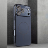 Brushed Frame Tempered Glass iPhone Case-Exoticase-For iPhone 17 Pro Max-Black-Exoticase
