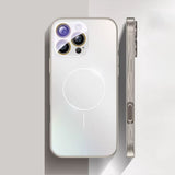 Brushed Frame Tempered Glass iPhone Case-Exoticase-For iPhone 16 Pro Max-White-Exoticase