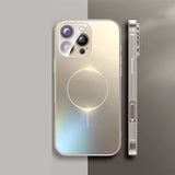 Brushed Frame Tempered Glass iPhone Case-Exoticase-For iPhone 16 Pro Max-Titanium-Exoticase