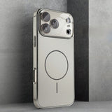 Brushed Frame Tempered Glass iPhone Case-Exoticase-For iPhone 17 Pro Max-Titanium-Exoticase