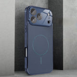 Brushed Frame Tempered Glass iPhone Case-Exoticase-For iPhone 17 Pro Max-Blue-Exoticase