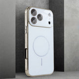 Brushed Frame Tempered Glass iPhone Case-Exoticase-For iPhone 17 Pro Max-White-Exoticase
