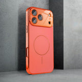 Brushed Frame Tempered Glass iPhone Case-Exoticase-For iPhone 17 Pro Max-Orange-Exoticase