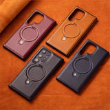 Business Retro Leather Samsung Case with Ring-Exoticase-Exoticase