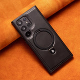 Business Retro Leather Samsung Case with Ring-Exoticase-Exoticase