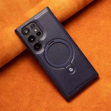 Business Retro Leather Samsung Case with Ring-Exoticase-Exoticase