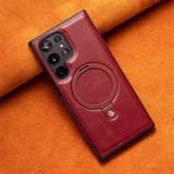 Business Retro Leather Samsung Case with Ring-Exoticase-Exoticase