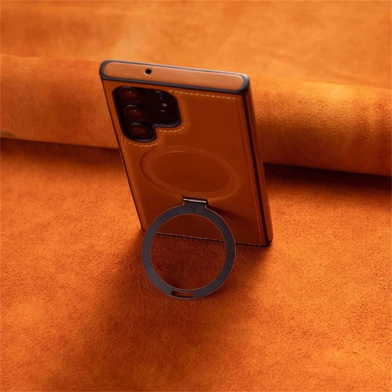 Business Retro Leather Samsung Case with Ring-Exoticase-Exoticase