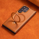 Business Retro Leather Samsung Case with Ring-Exoticase-Exoticase