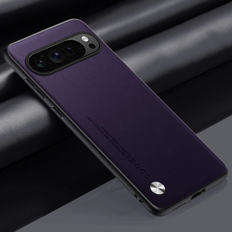 CODE Smooth PU Leather Google Pixel Case-Exoticase-For Pixel 9 Pro XL-Dark Purple-Exoticase