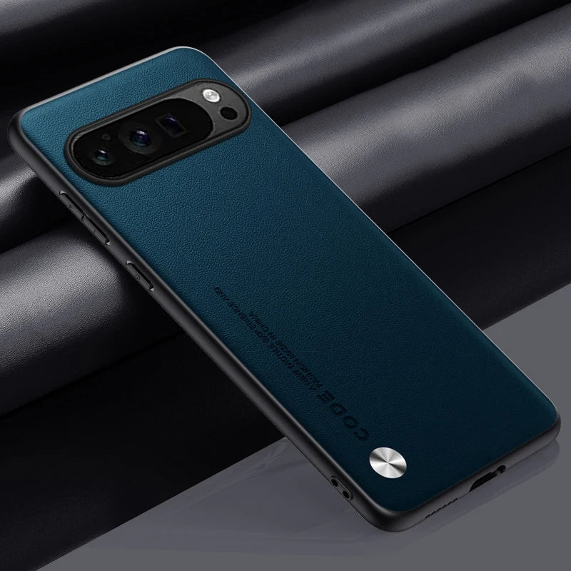 CODE Smooth PU Leather Google Pixel Case-Exoticase-For Pixel 9 Pro XL-Blue Green-Exoticase