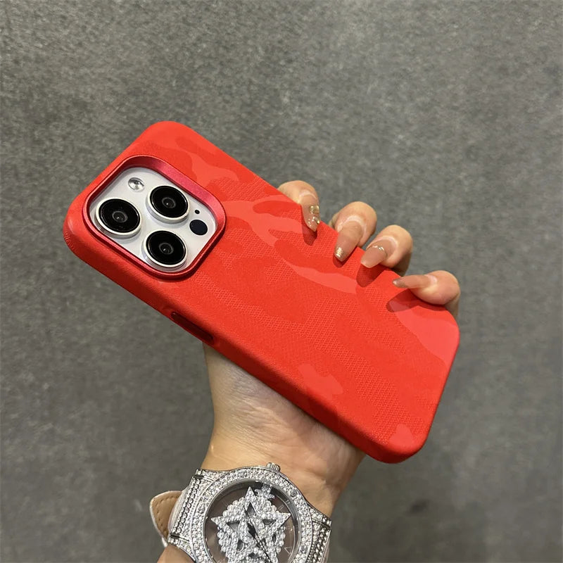 Camouflage Magsafe Apple iPhone Case - Exoticase - For iPhone 15 Pro Max / Red