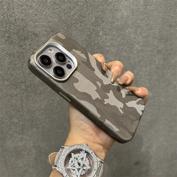 Camouflage Magsafe Apple iPhone Case - Exoticase - For iPhone 15 Pro Max / Gray