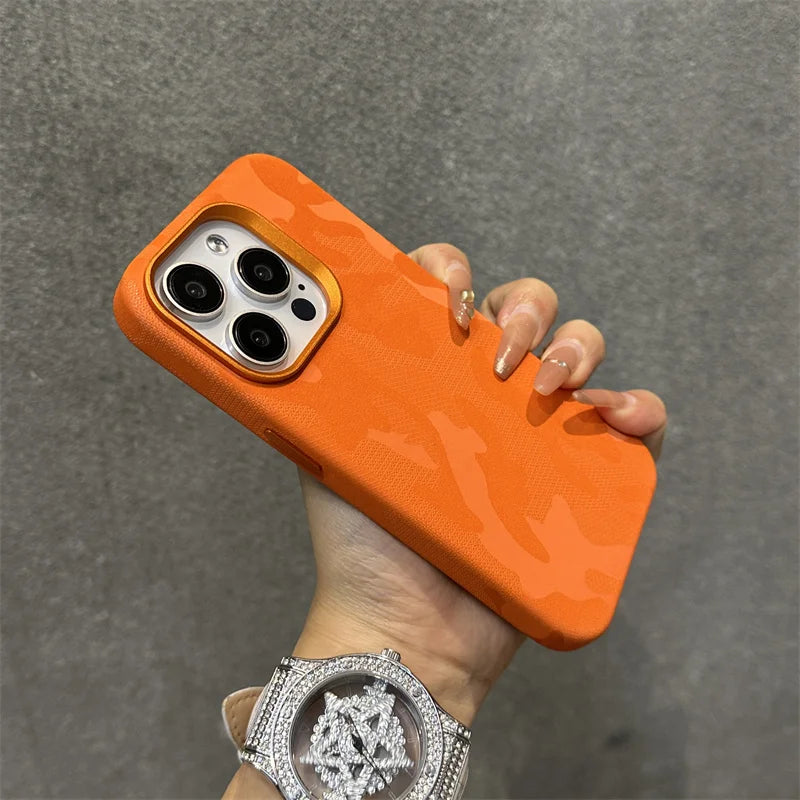 Camouflage Magsafe Apple iPhone Case - Exoticase - For iPhone 15 Pro Max / Orange