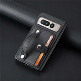Carbon Pattern Wallet Case for Google Pixel Fold-Exoticase-for Pixel Fold-Black-