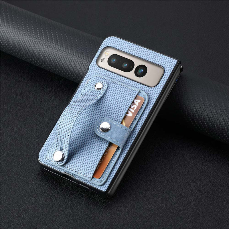 Carbon Pattern Wallet Case for Google Pixel Fold-Exoticase-for Pixel Fold-Blue-