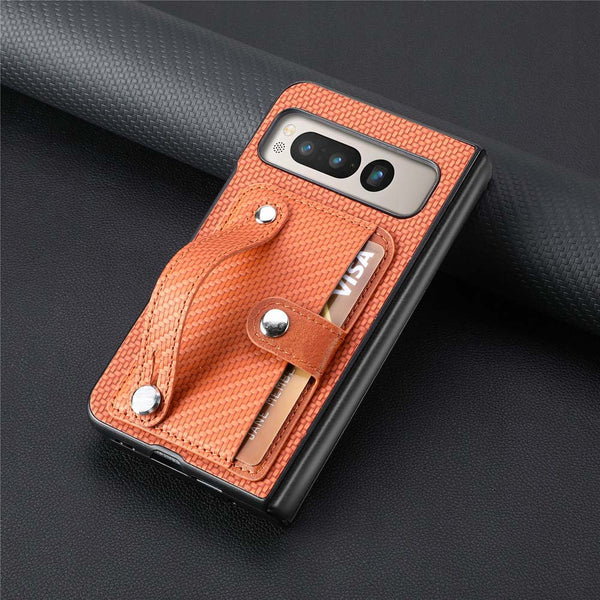 Carbon Pattern Wallet Case for Google Pixel Fold-Exoticase-for Pixel Fold-Brown-