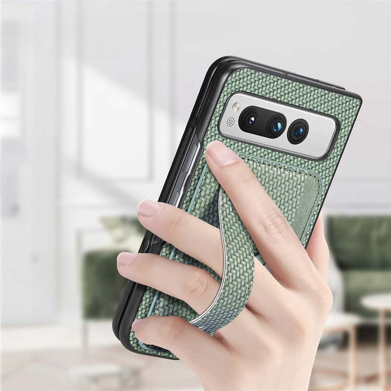 Carbon Pattern Wallet Case for Google Pixel Fold-Exoticase-for Pixel Fold-Green-