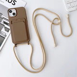 Card Holder Silicone iPhone Case With Lanyard-Exoticase-For iPhone 17 Pro Max-Coffee-Exoticase