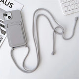 Card Holder Silicone iPhone Case With Lanyard-Exoticase-For iPhone 17 Pro Max-Gray-Exoticase
