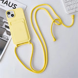Card Holder Silicone iPhone Case With Lanyard-Exoticase-For iPhone 17 Pro Max-Yellow-Exoticase