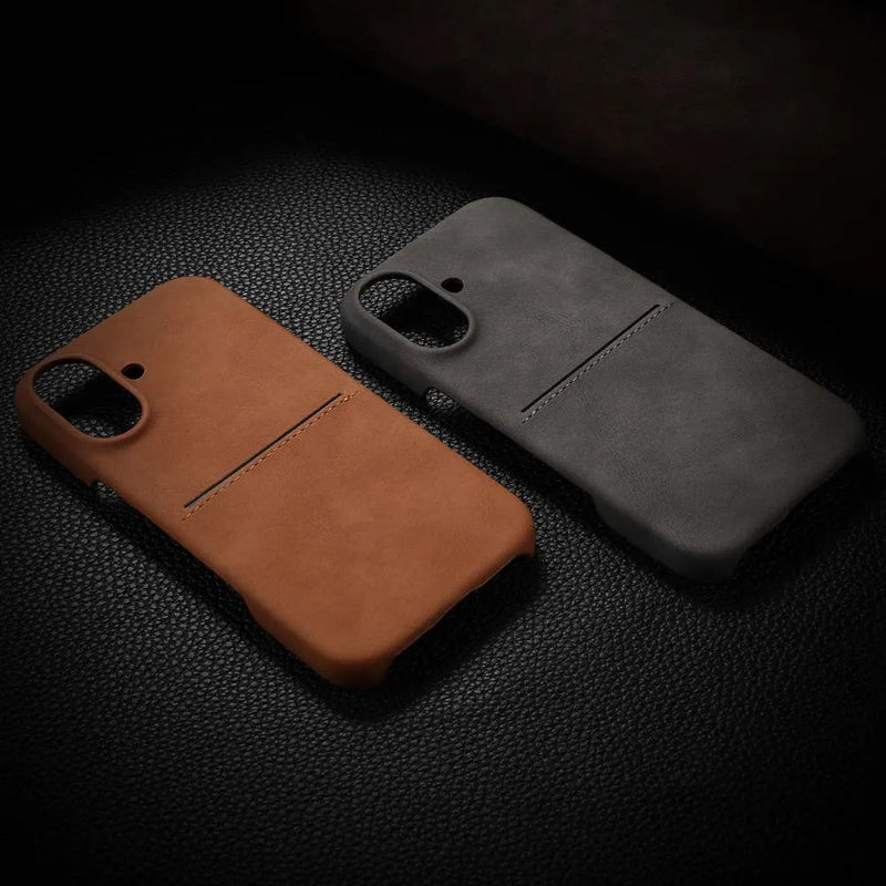 Card Pocket Sheepskin Leatherette iPhone Case-Exoticase-Exoticase