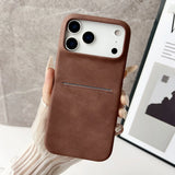 Card Pocket Sheepskin Leatherette iPhone Case-Exoticase-for iPhone 17 Pro Max-Brown-Exoticase