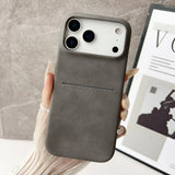 Card Pocket Sheepskin Leatherette iPhone Case-Exoticase-for iPhone 17 Pro Max-Gray-Exoticase