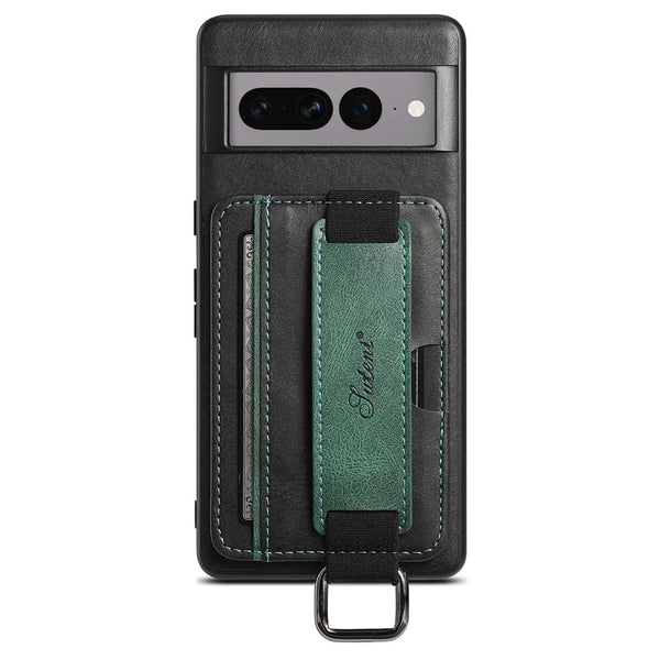 Card Pocket & Strap Leather Google Pixel Case-Exoticase-for Pixel 8 Pro-Green-