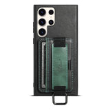 Card Pocket and Strap Leather Samsung Case-Exoticase-for Galaxy S23 Ultra-Green-