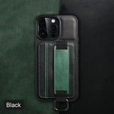 Card Pocket and Strap Leather iPhone Case-Exoticase-
