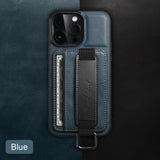 Card Pocket and Strap Leather iPhone Case-Exoticase-