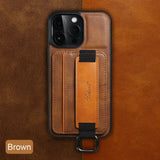 Card Pocket and Strap Leather iPhone Case-Exoticase-