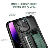 Card Pocket and Strap Leather iPhone Case-Exoticase-
