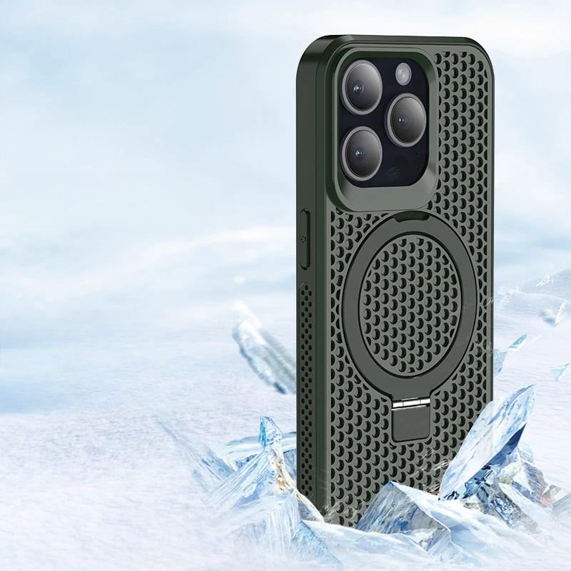 Cellular Mesh iPhone Case with Ring-Exoticase-For iPhone 15 Pro Max-Green-Exoticase