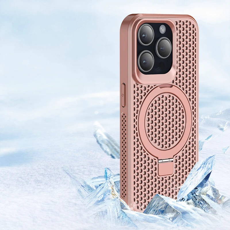 Cellular Mesh iPhone Case with Ring-Exoticase-For iPhone 15 Pro Max-Pink-Exoticase