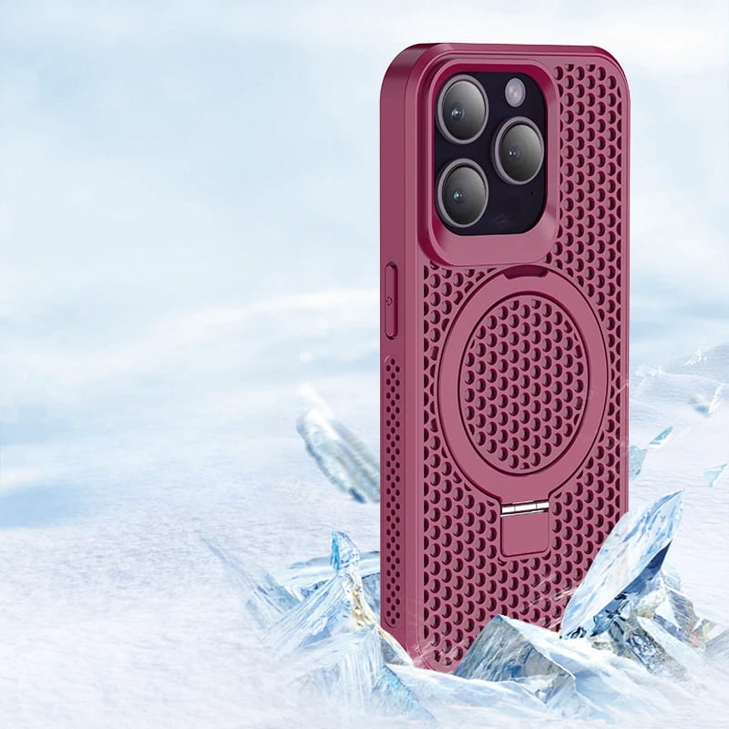 Cellular Mesh iPhone Case with Ring-Exoticase-For iPhone 15 Pro Max-Wine Red-Exoticase