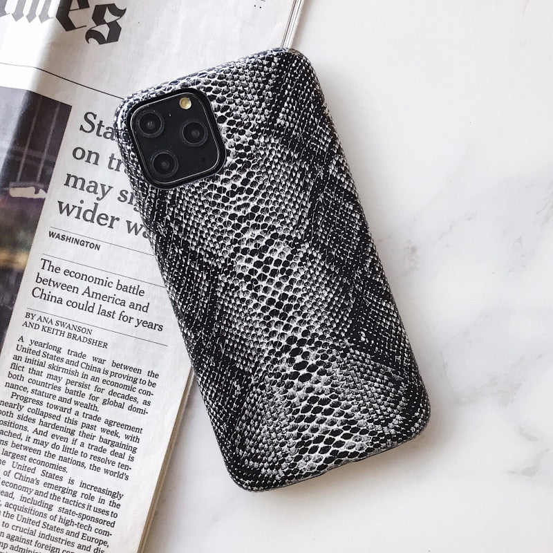 Chic Snakeskin Texture Apple iPhone Case-Exoticase-For iphone 14 Pro Max-Gray-