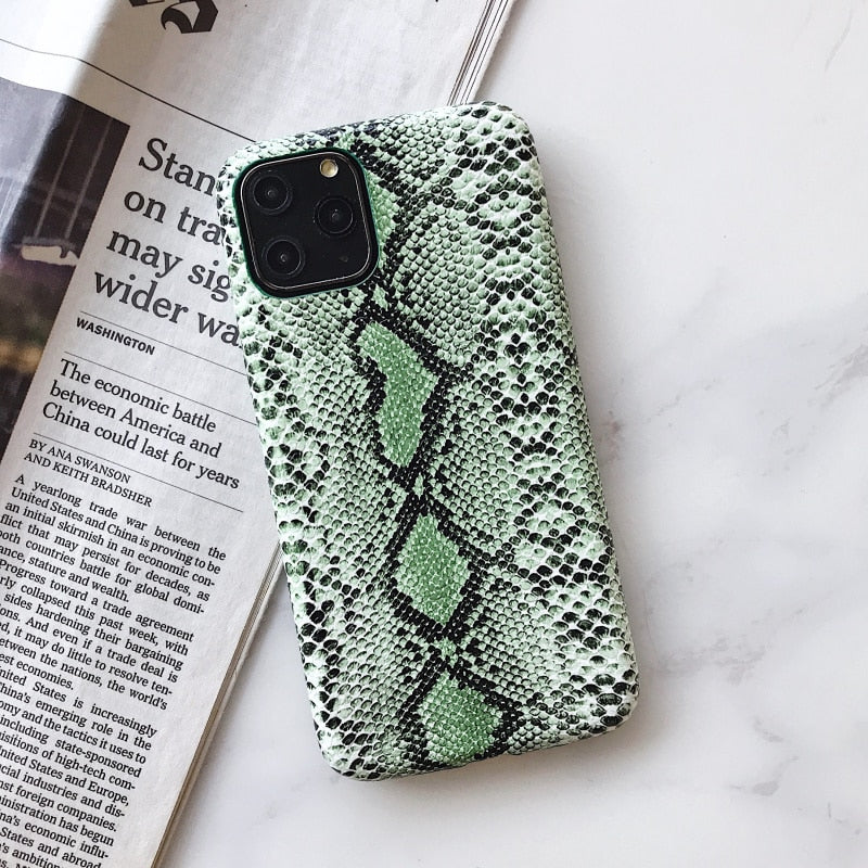 Chic Snakeskin Texture Apple iPhone Case-Exoticase-For iphone 14 Pro Max-Green-