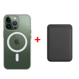 Classic Clear MagSafe iPhone Case With Leather Wallet-Exoticase-iPhone 16 Pro Max-Black-Exoticase