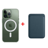 Classic Clear MagSafe iPhone Case With Leather Wallet-Exoticase-iPhone 16 Pro Max-Blue-Exoticase