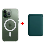 Classic Clear MagSafe iPhone Case With Leather Wallet-Exoticase-iPhone 16 Pro Max-Green-Exoticase