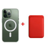 Classic Clear MagSafe iPhone Case With Leather Wallet-Exoticase-iPhone 16 Pro Max-Red-Exoticase
