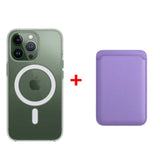 Classic Clear MagSafe iPhone Case With Leather Wallet-Exoticase-iPhone 16 Pro Max-Purple-Exoticase