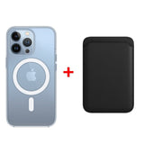 Classic Clear MagSafe iPhone Case With Leather Wallet-Exoticase-For iPhone 14 Pro Max-Black-