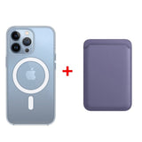 Classic Clear MagSafe iPhone Case With Leather Wallet-Exoticase-For iPhone 14 Pro Max-Purple-