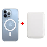 Classic Clear MagSafe iPhone Case With Leather Wallet-Exoticase-For iPhone 14 Pro Max-White-