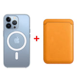 Classic Clear MagSafe iPhone Case With Leather Wallet-Exoticase-For iPhone 14 Pro Max-Yellow-