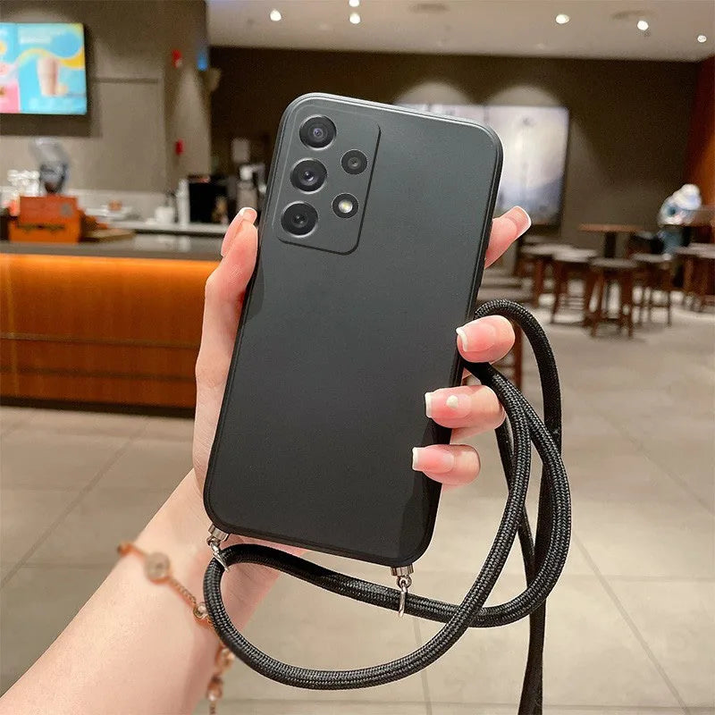 Classic Silicone Samsung Case with Crossbody Lanyard-Exoticase-Samsung S22 Ultra-Black-Exoticase