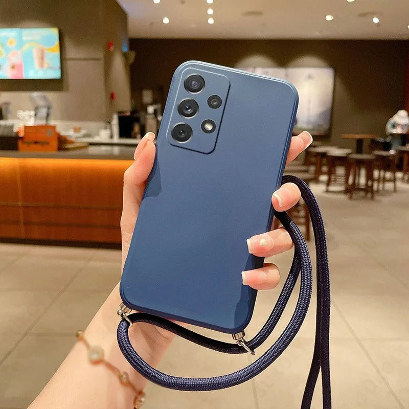Classic Silicone Samsung Case with Crossbody Lanyard-Exoticase-Samsung S22 Ultra-Blue-Exoticase
